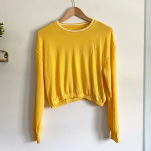 Hollister Boyfriend T-Shirt Yellow Waffle Knit Long Sleeve Tee